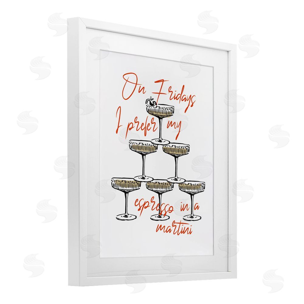 The Prints Vibe On Fridays Espresso Martini White Framed Print Under Glass Wall Art