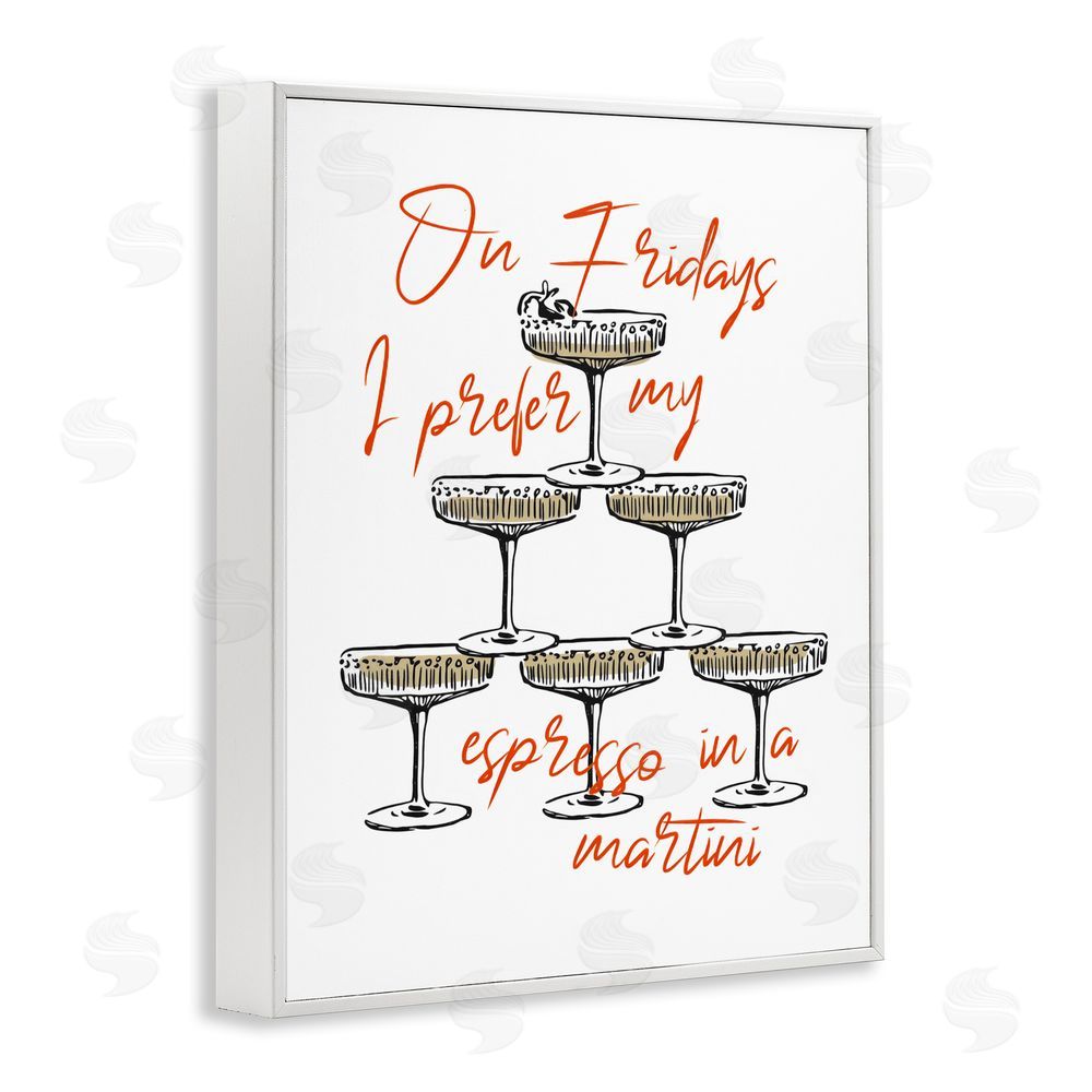 The Prints Vibe On Fridays Espresso Martini White Framed Giclee Wall Art