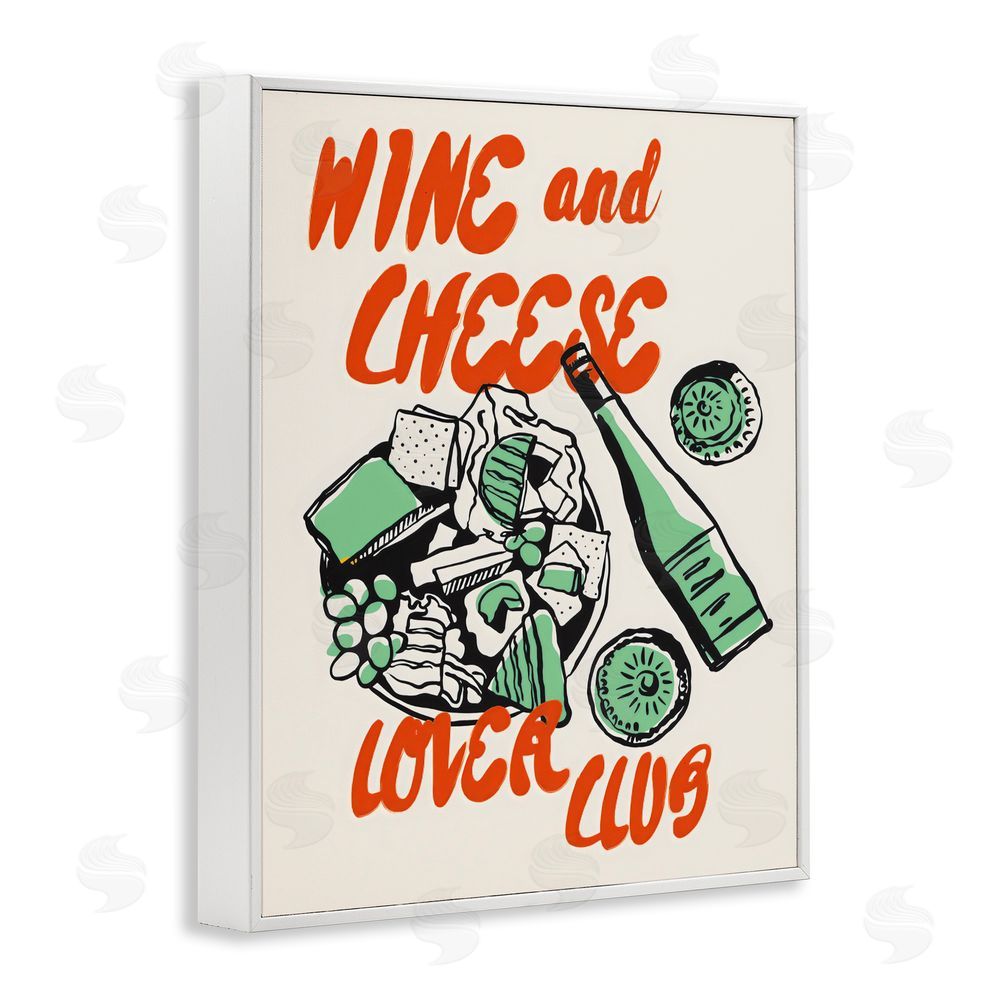 The Prints Vibe Wine & Cheese Lover Club White Framed Giclee Wall Art Print
