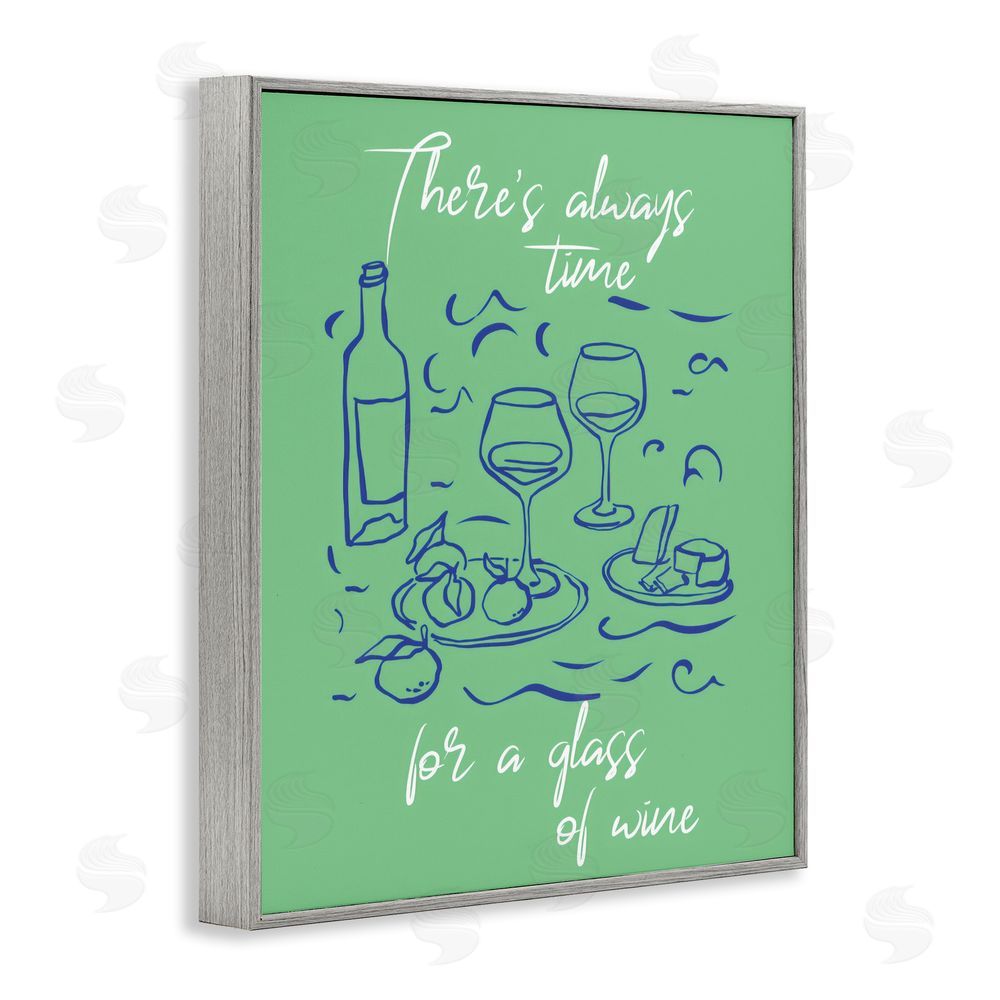 The Prints Vibe Always Time For Glass Of Wine Gray Framed Giclee Wall Art Print