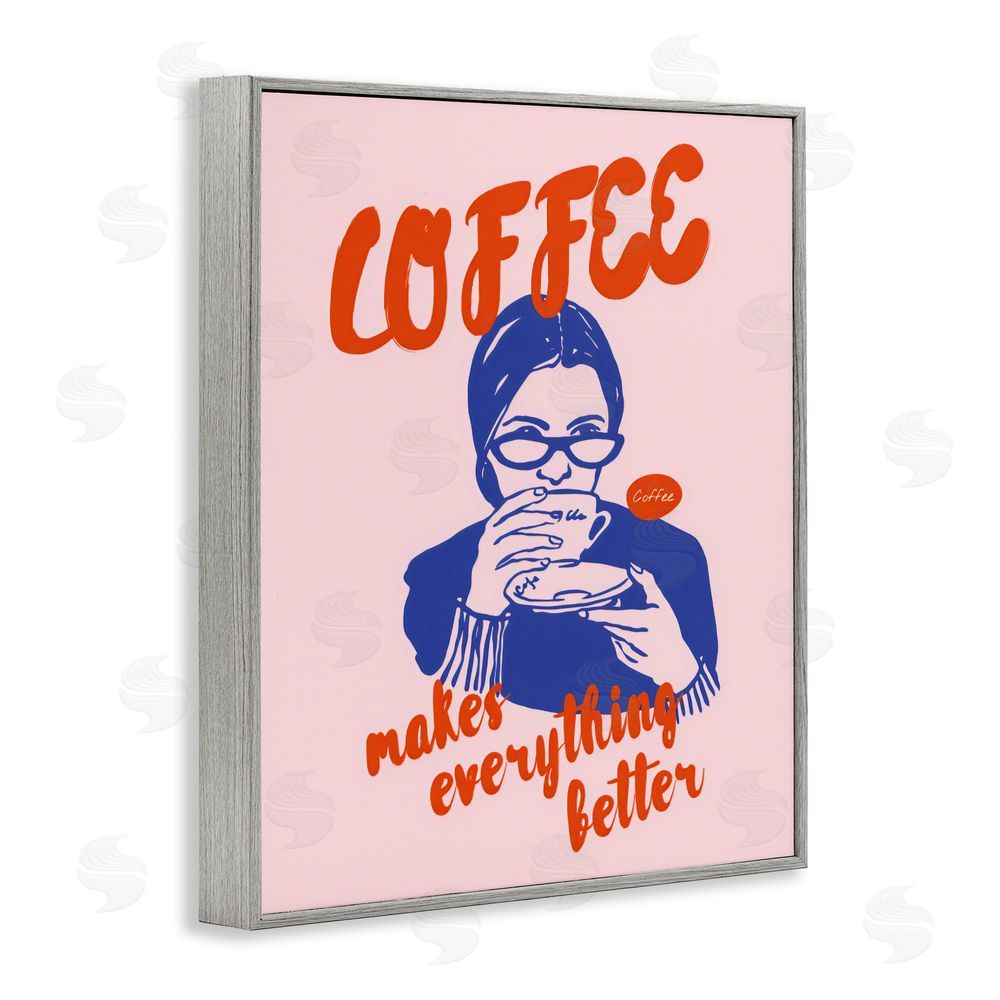 The Prints Vibe Coffee Makes Everything Better Gray Framed Giclee Wall Art Print