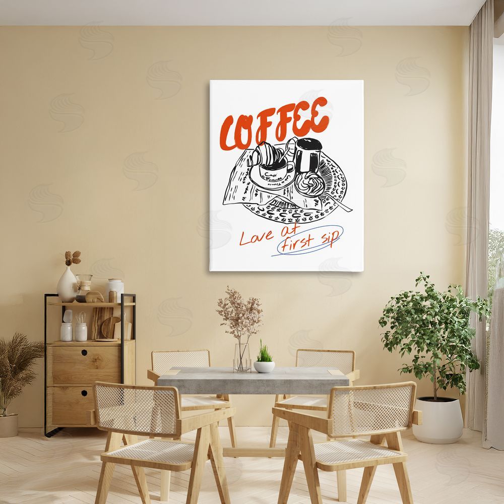 The Prints Vibe Coffee Love At First Sip Stretched Canvas Wall Art in Room