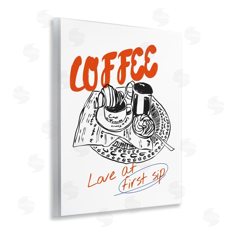 The Prints Vibe Coffee Love At First Sip Wall Plaque with Fixed Lithograph Print