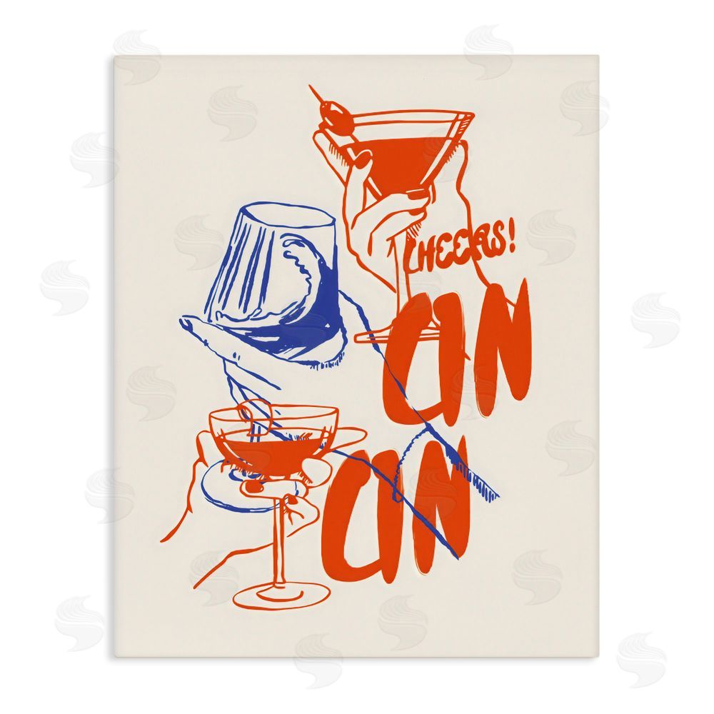 The Prints Vibe Retro Cheers Cocktail Toast Stretched Canvas Wall Art