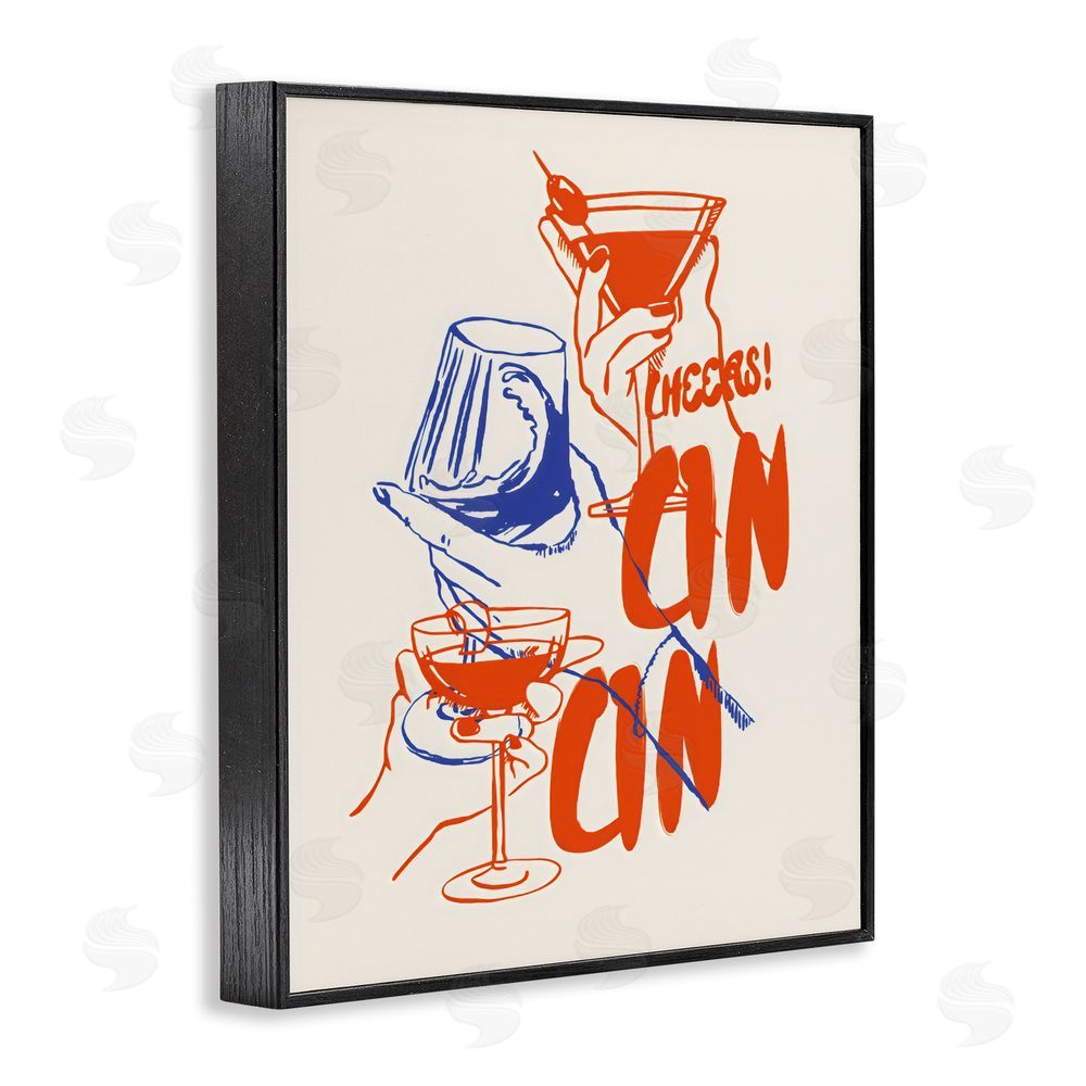 The Prints Vibe Retro Cheers Cocktail Toast Black Framed Giclee Wall Art