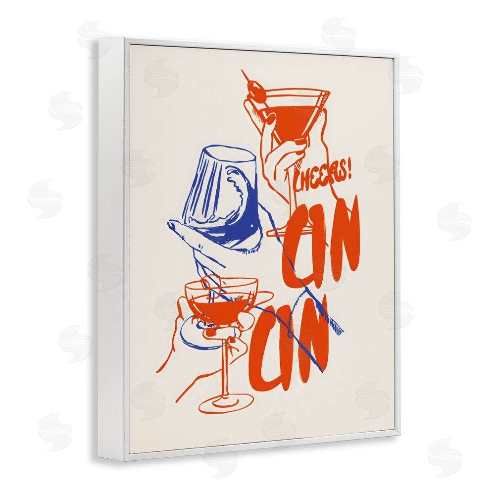 The Prints Vibe Retro Cheers Cocktail Toast White Framed Giclee Wall Art