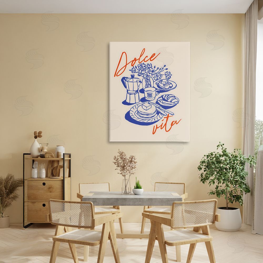 The Prints Vibe Retro Breakfast Morning Spread Stretched Canvas Wall Art in Room