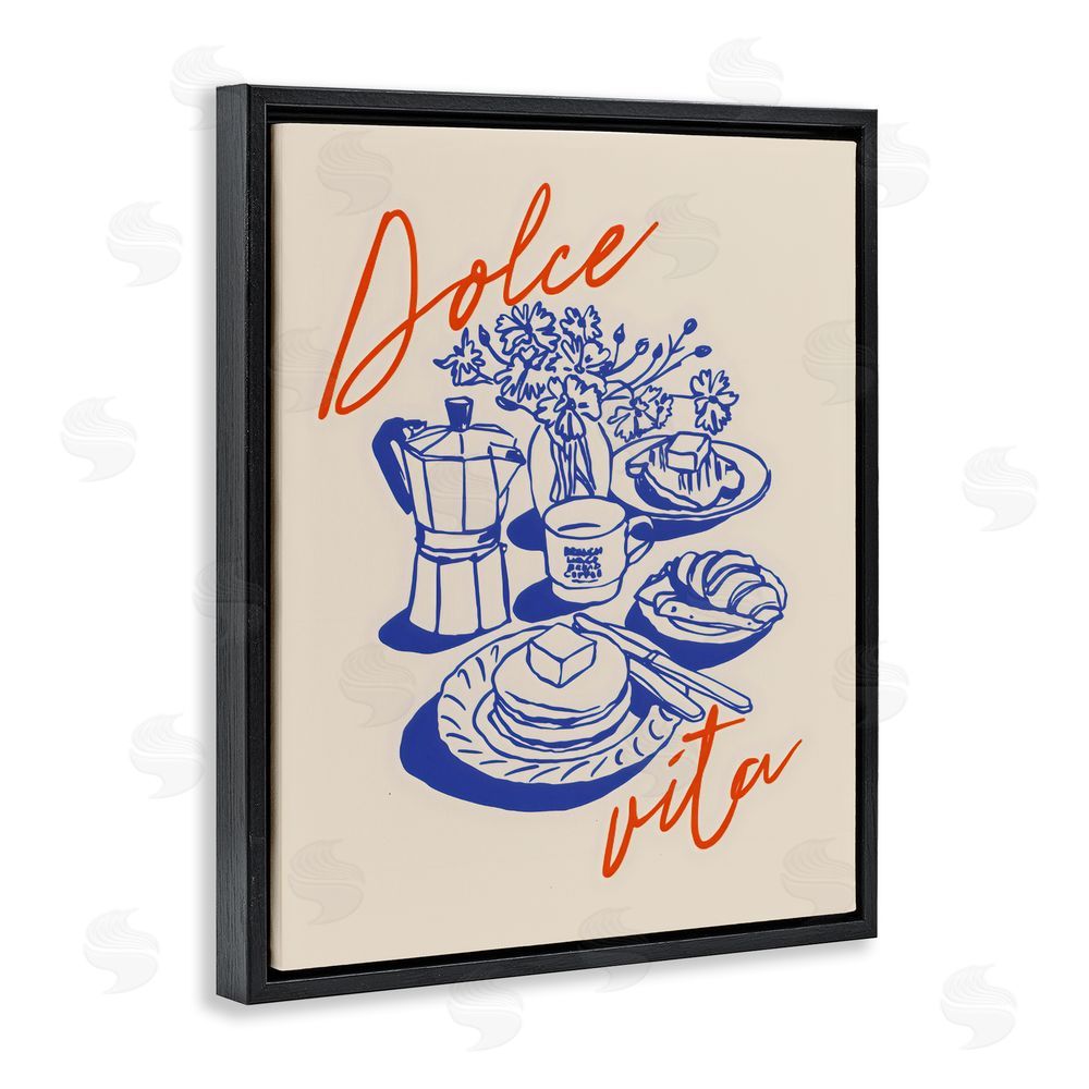 The Prints Vibe Retro Breakfast Morning Spread Black Floating Framed Canvas Wall Art