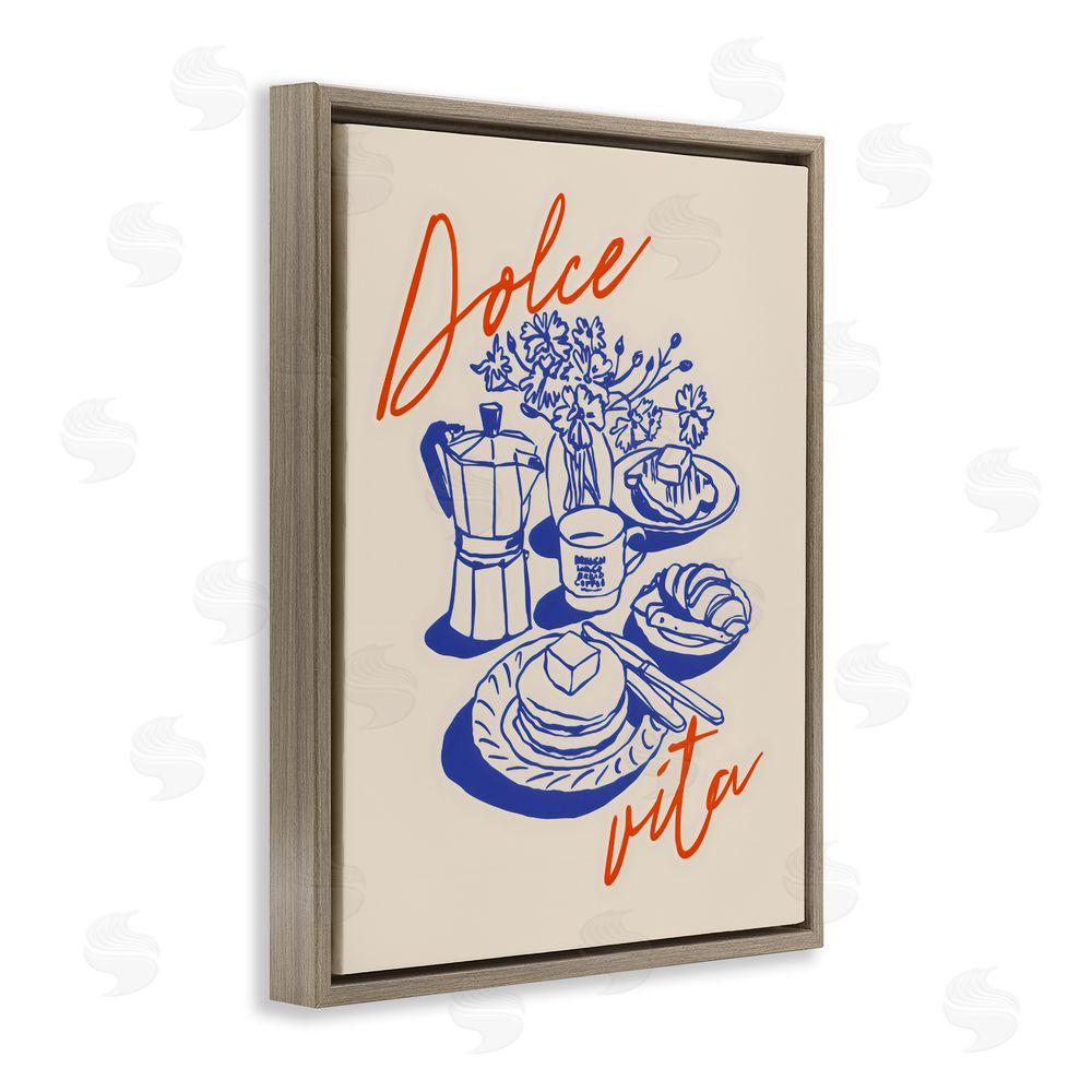 The Prints Vibe Retro Breakfast Morning Spread Brown Floating Framed Canvas Wall Art