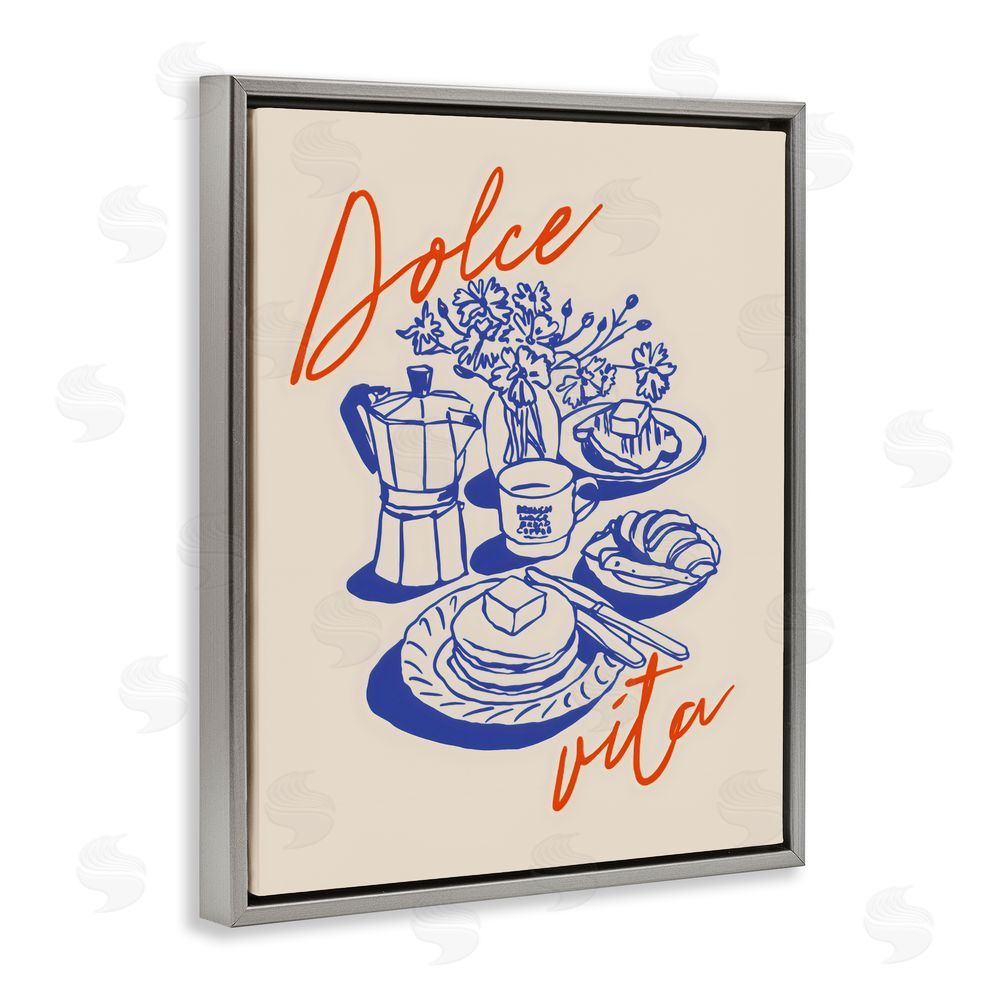 The Prints Vibe Retro Breakfast Morning Spread Gray Floating Framed Canvas Wall Art
