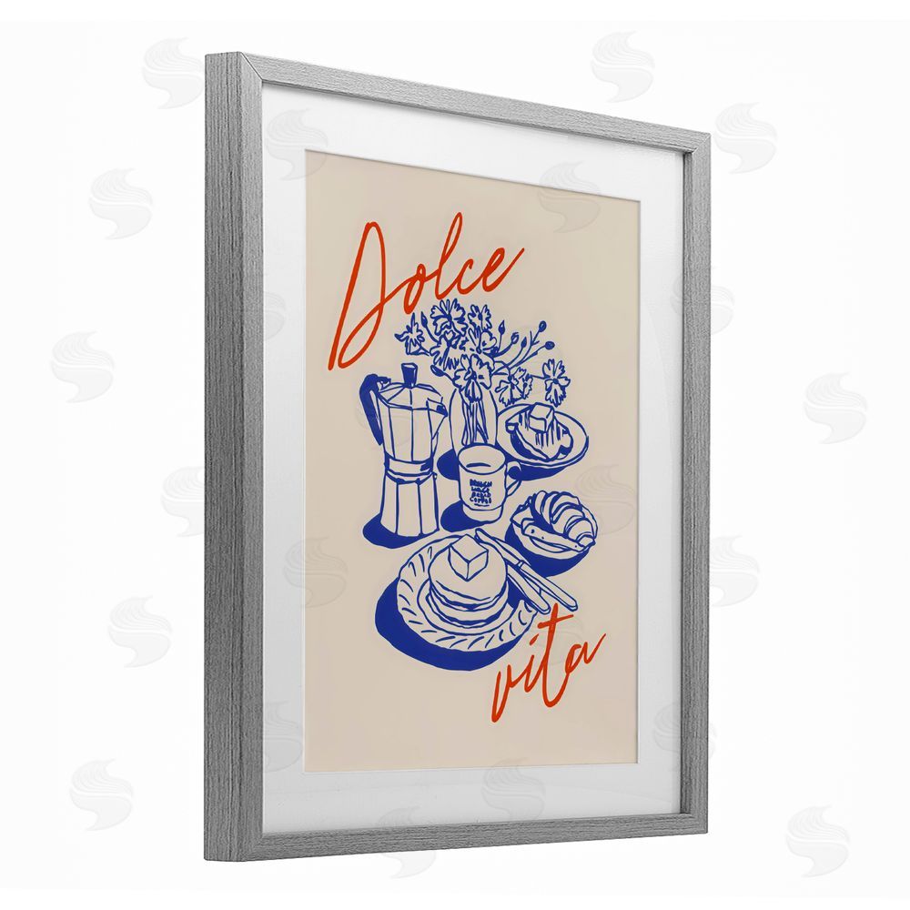 The Prints Vibe Retro Breakfast Morning Spread Gray Framed Print Under Glass Wall Art