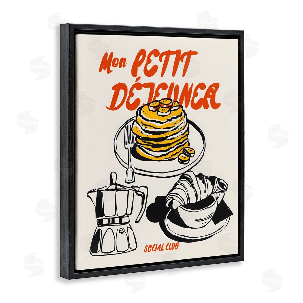 The Prints Vibe My Breakfast Pancakes Spread Black Floating Framed Canvas Wall Art