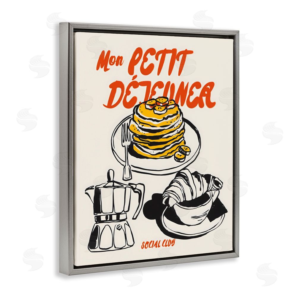 The Prints Vibe My Breakfast Pancakes Spread Gray Floating Framed Canvas Wall Art