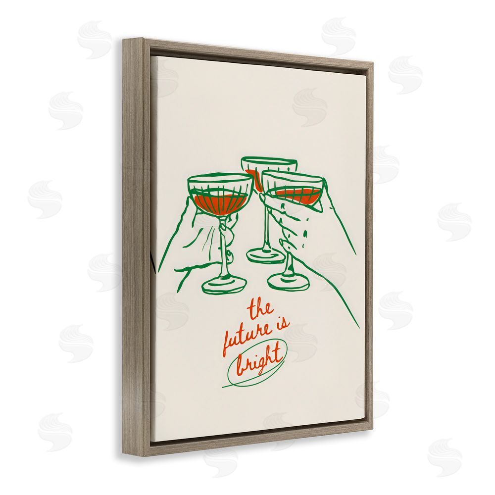 The Prints Vibe The Future Is Bright Toast Brown Floating Framed Canvas Wall Art Print