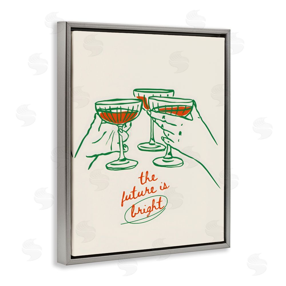 The Prints Vibe The Future Is Bright Toast Gray Floating Framed Canvas Wall Art Print