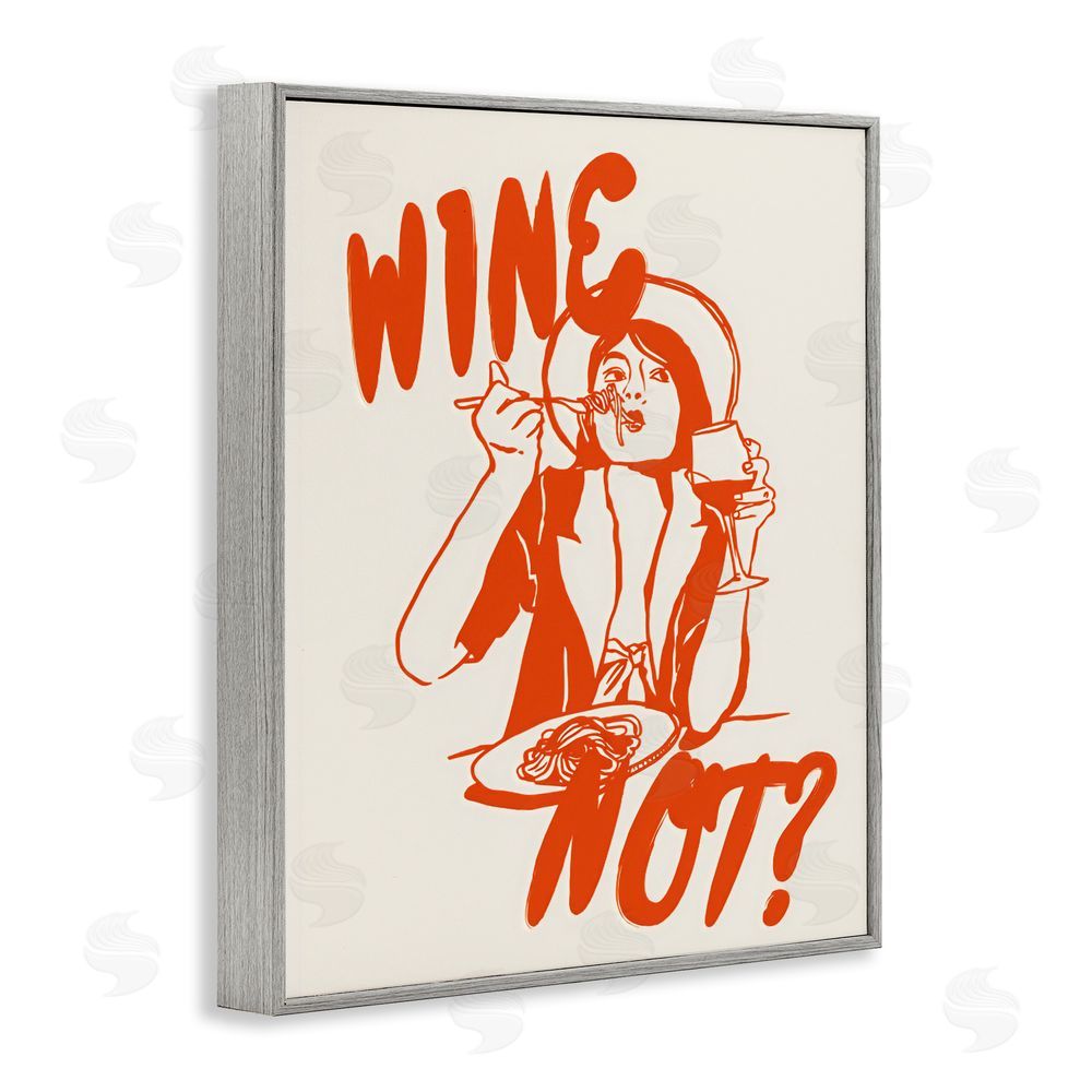 The Prints Vibe Wine Not Retro Meal Time Gray Framed Giclee Wall Art Print