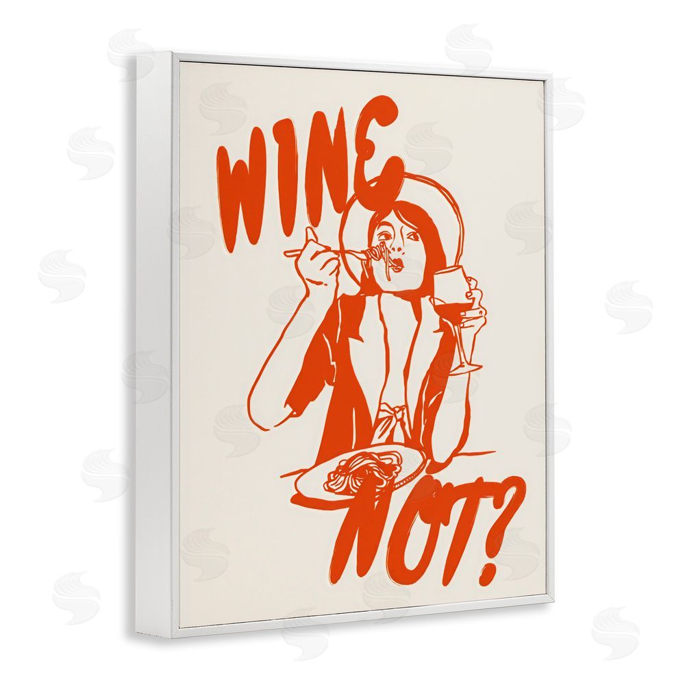 The Prints Vibe Wine Not Retro Meal Time White Framed Giclee Wall Art Print