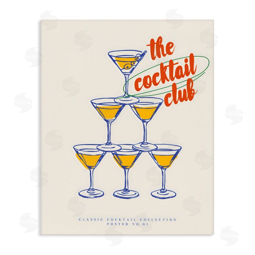 The Prints Vibe Tower Toast Cocktail Club Stretched Canvas Wall Art Print