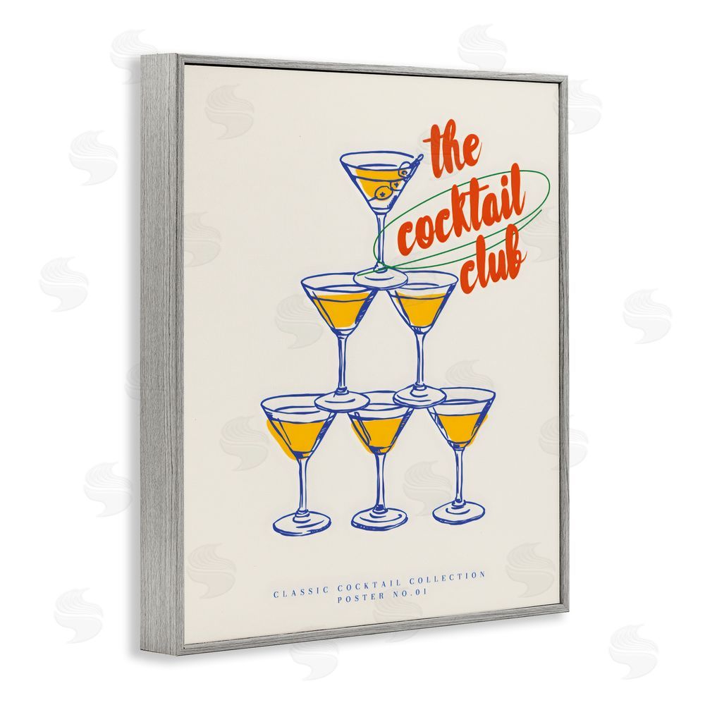 The Prints Vibe Tower Toast Cocktail Club Gray Framed Giclee Wall Art Print