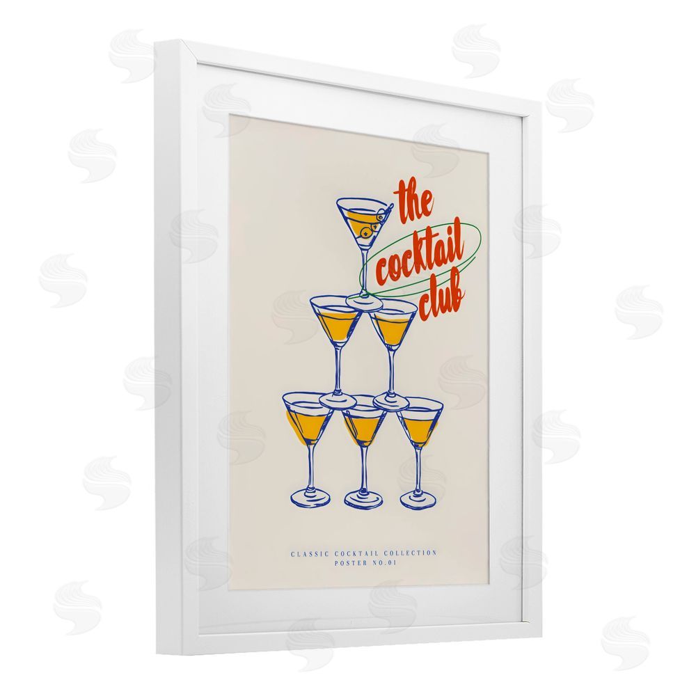 The Prints Vibe Tower Toast Cocktail Club White Framed Print Under Glass with White Mat Wall Art