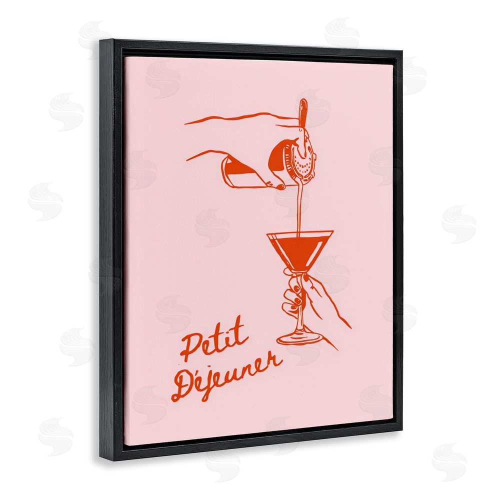 The Prints Vibe Pouring Brunch Cocktail Black Floating Framed Canvas Wall Art