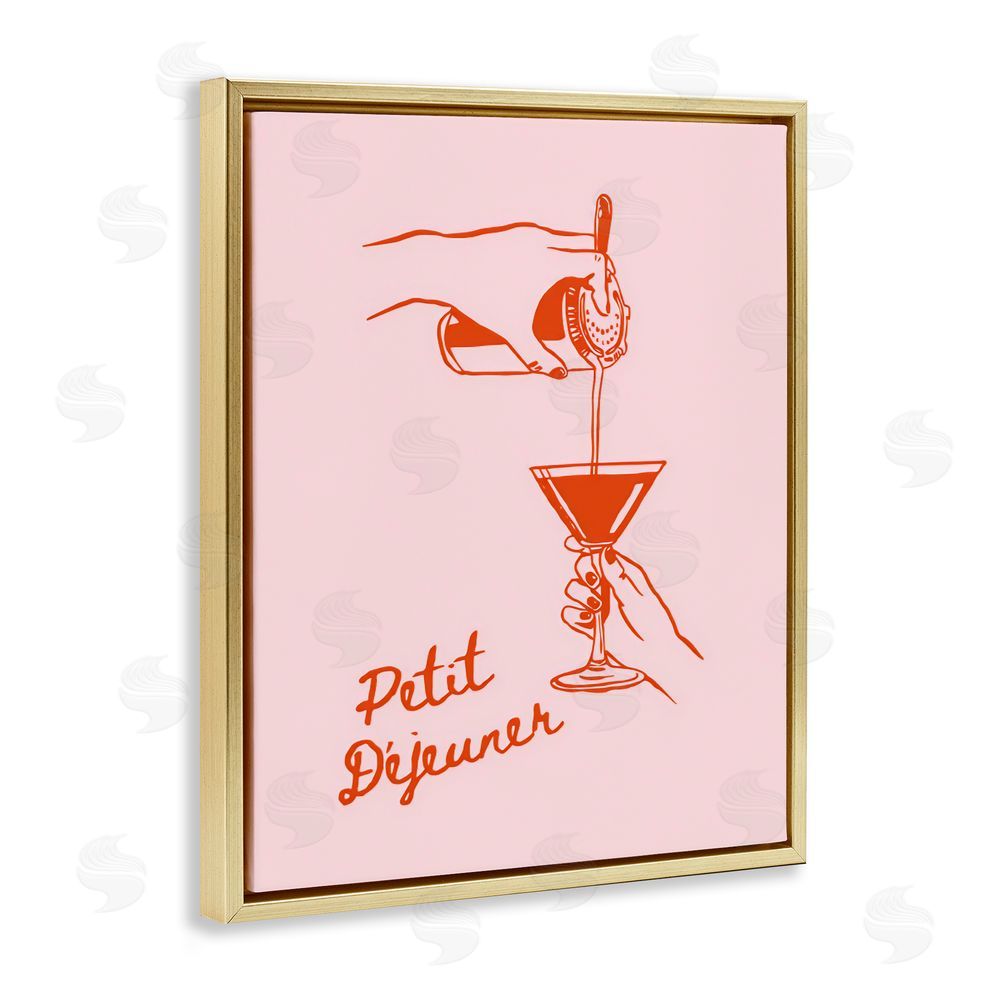 The Prints Vibe Pouring Brunch Cocktail Gold Floating Framed Canvas Wall Art