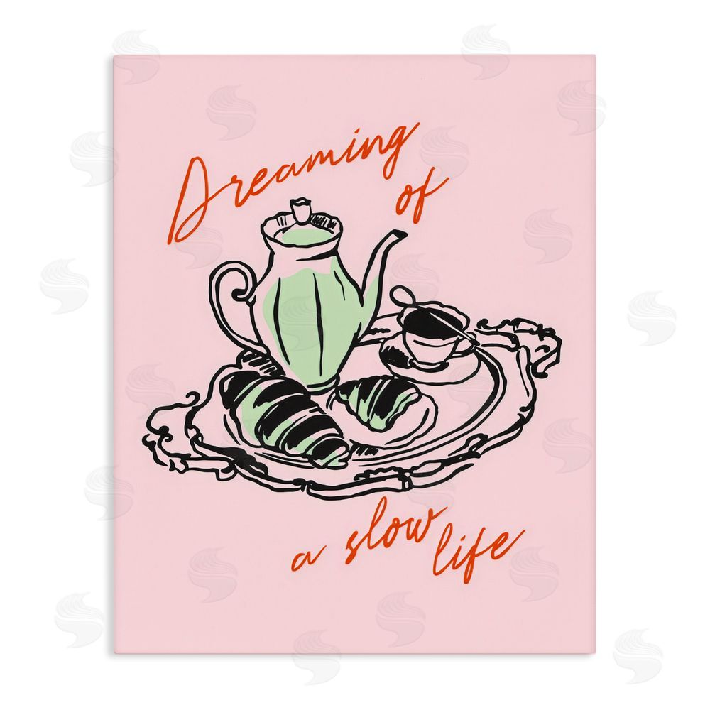The Prints Vibe Slow Life Tea Platter Stretched Canvas Wall Art Print