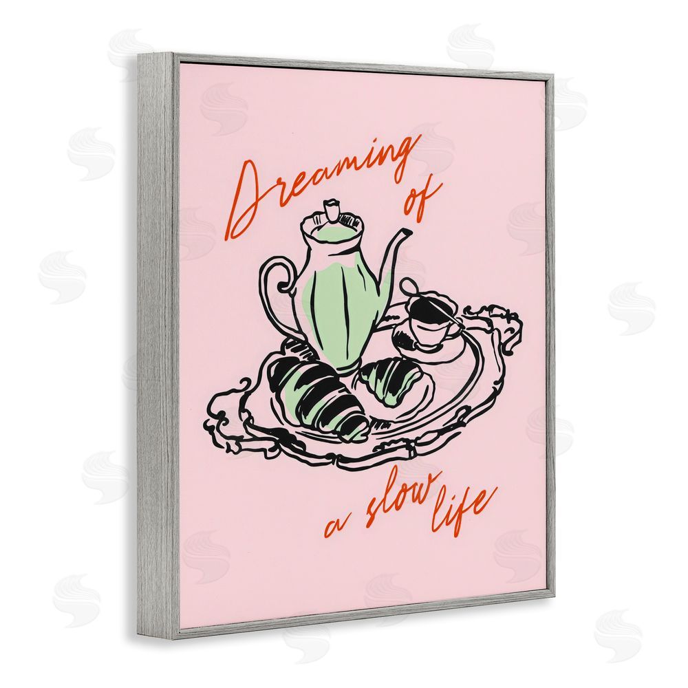 The Prints Vibe Slow Life Tea Platter Gray Framed Giclee Wall Art Print