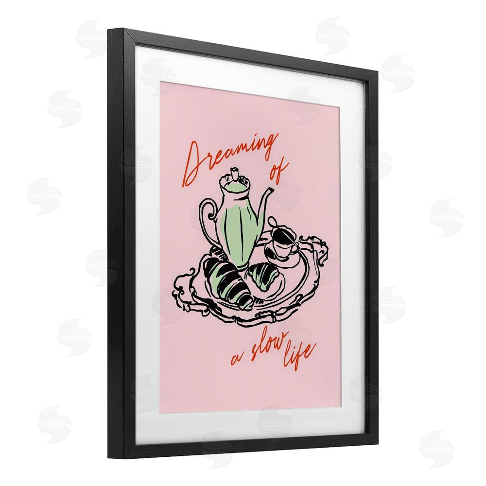 The Prints Vibe Slow Life Tea Platter Black Framed Print Under Glass with White Mat Wall Art
