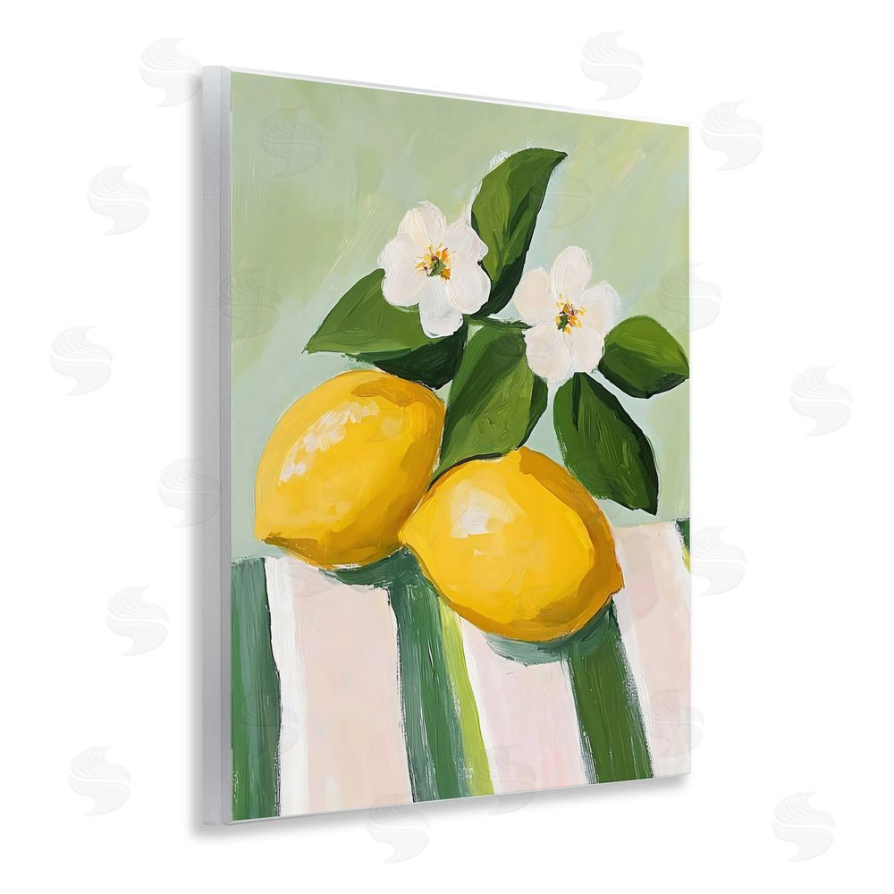 The Prints Vibe Lemons And Daisies on Tablecloth Wall Plaque Home Decor Art Print