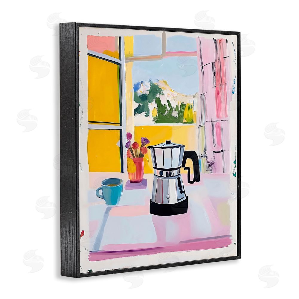 The Prints Vibe Italian Moka Pot Kitchen Black Framed Giclee Wall Art