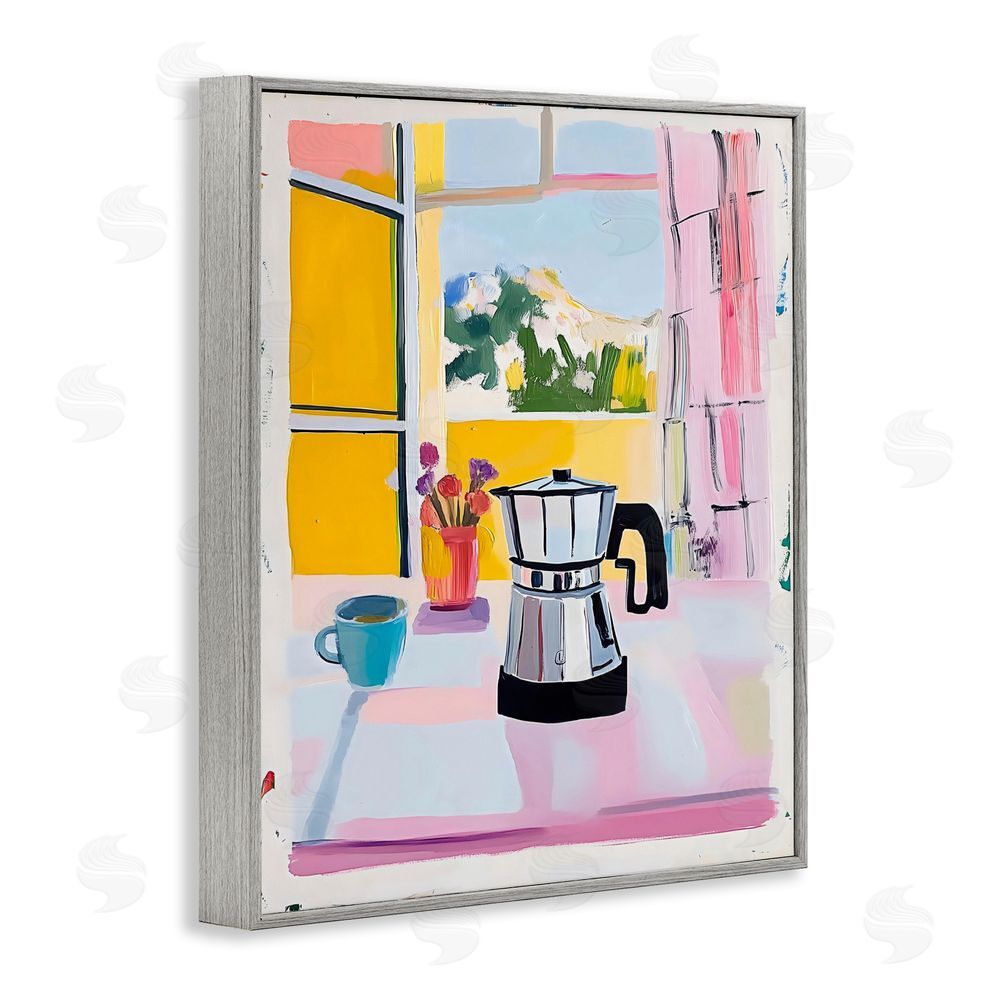 The Prints Vibe Italian Moka Pot Kitchen Gray Framed Giclee Wall Art