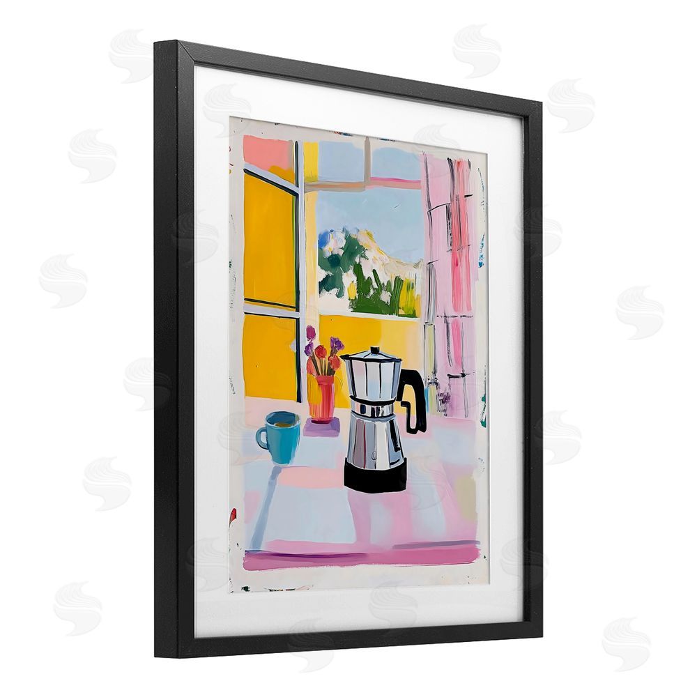 The Prints Vibe Italian Moka Pot Kitchen Black Framed Print Under Glass Wall Art