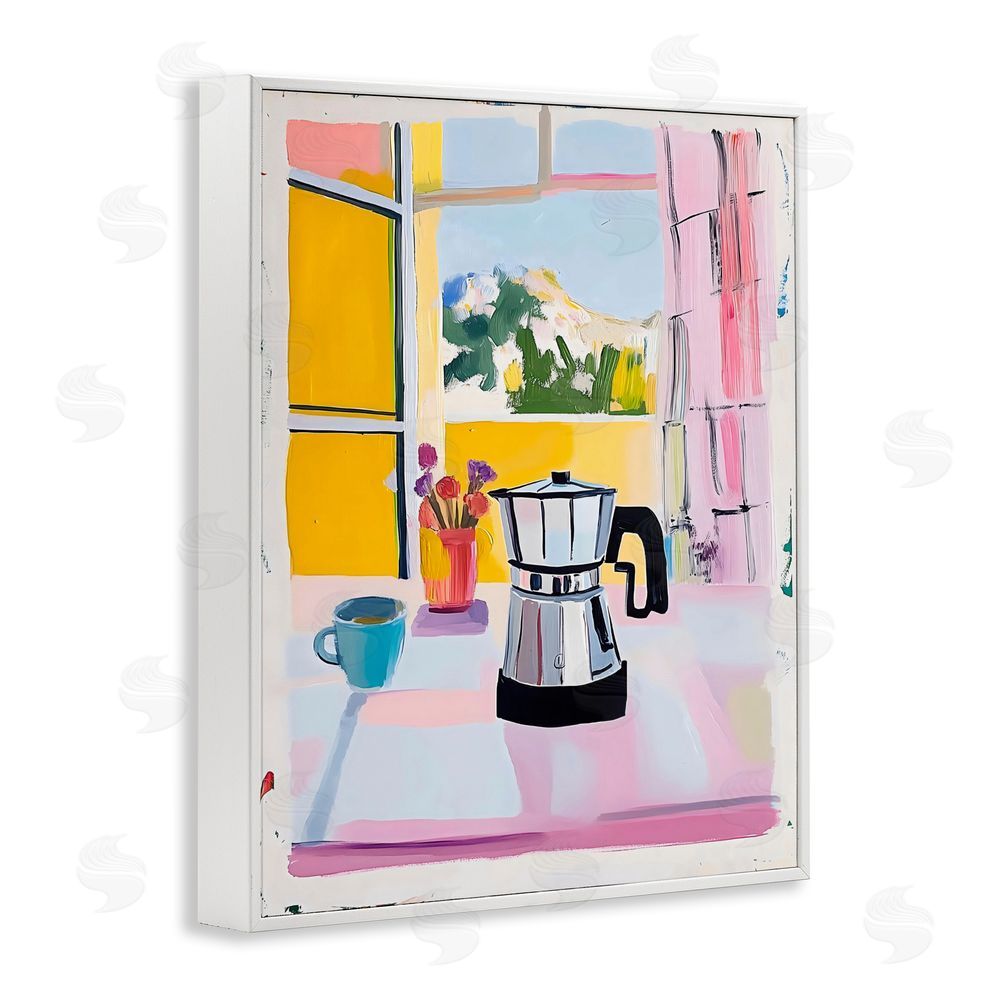 The Prints Vibe Italian Moka Pot Kitchen White Framed Giclee Wall Art