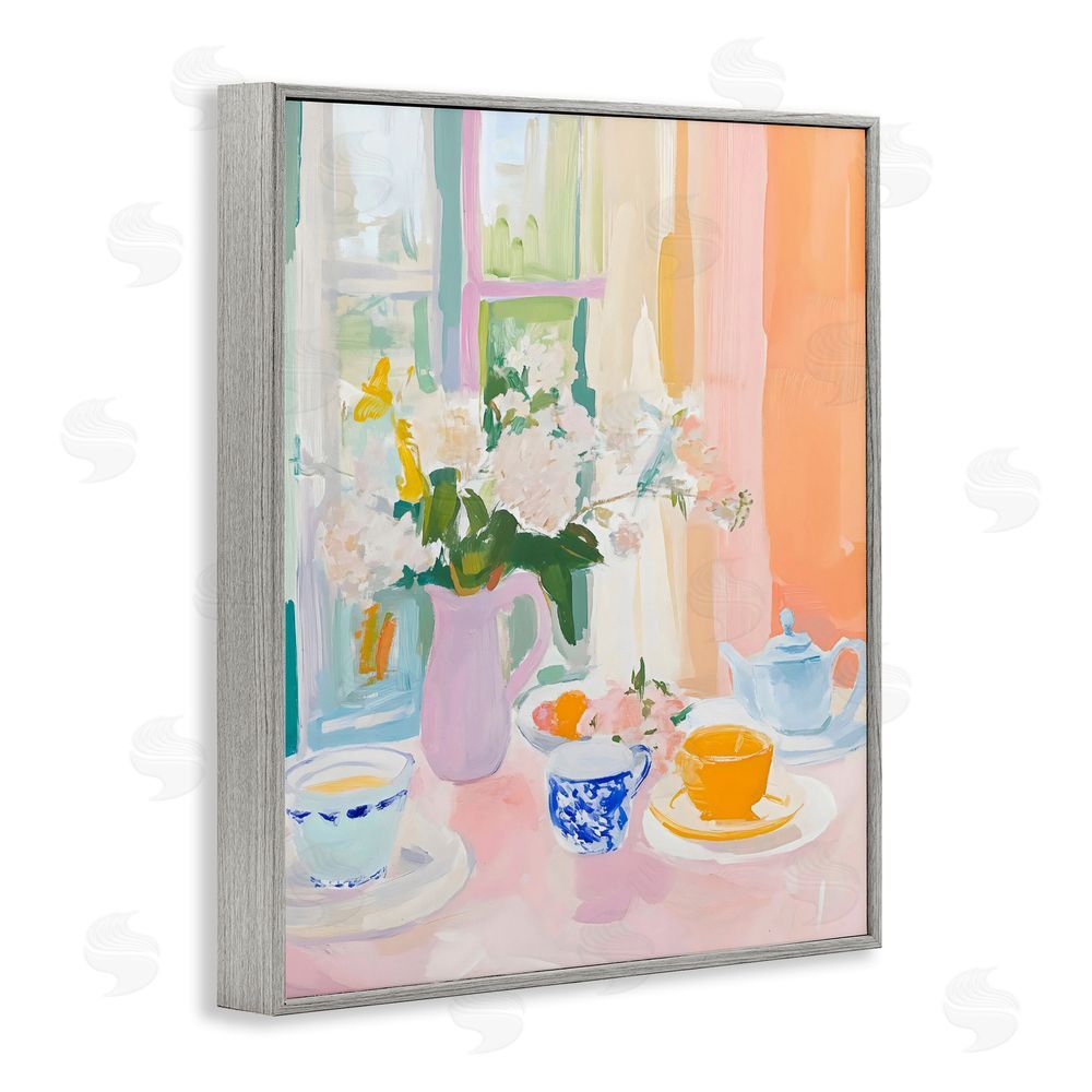 The Prints Vibe Breakfast Still Life Abstraction Gray Framed Giclee Wall Art Print