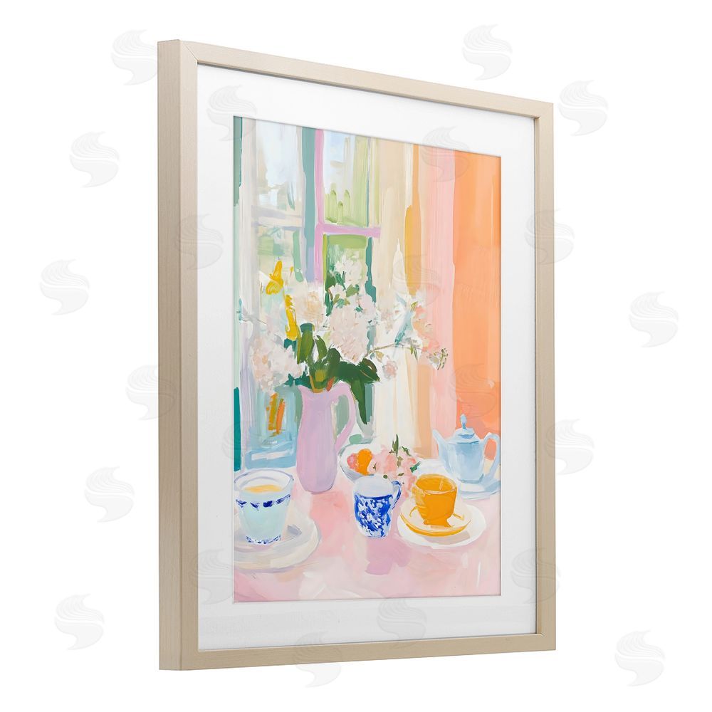 The Prints Vibe Breakfast Still Life Abstraction Brown Framed Print Under Glass with Matting Wall Art