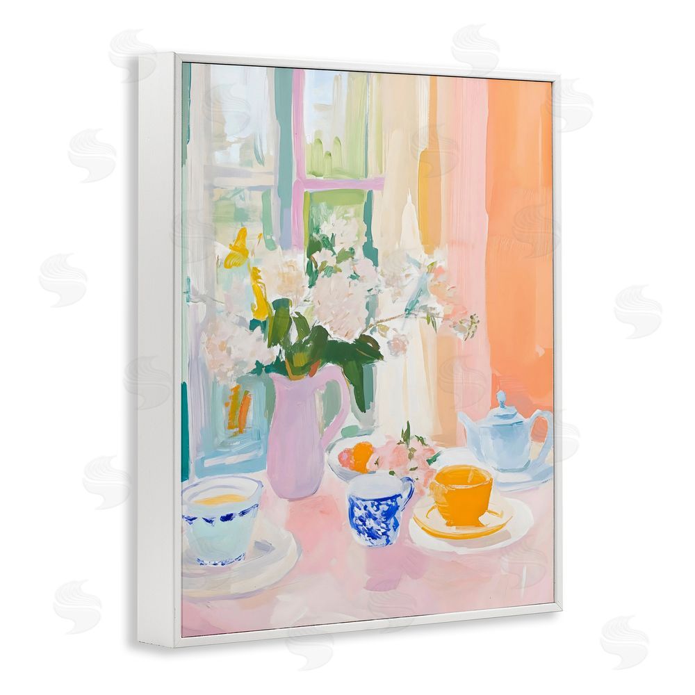 The Prints Vibe Breakfast Still Life Abstraction White Framed Giclee Wall Art Print