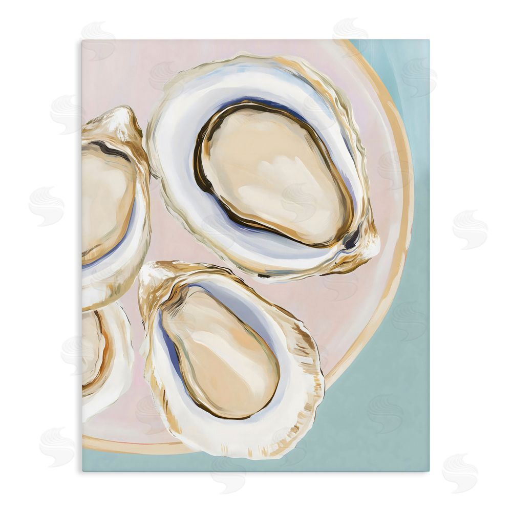 The Prints Vibe Plate of Oysters Stretched Canvas Wall Art