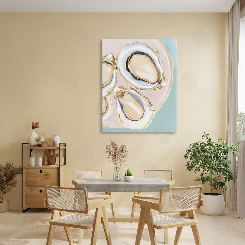 The Prints Vibe Plate of Oysters Stretched Canvas Wall Art in Room