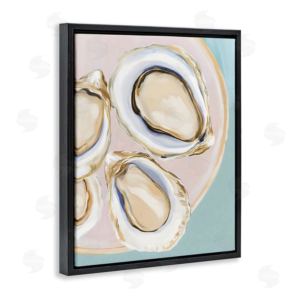 The Prints Vibe Plate of Oysters Black Floating Framed Canvas Wall Art