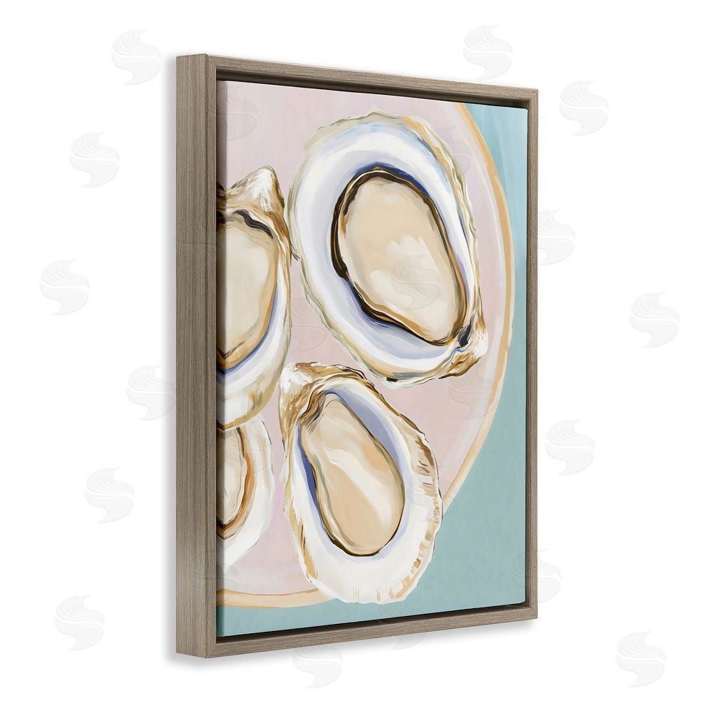 The Prints Vibe Plate of Oysters Brown Floating Framed Canvas Wall Art