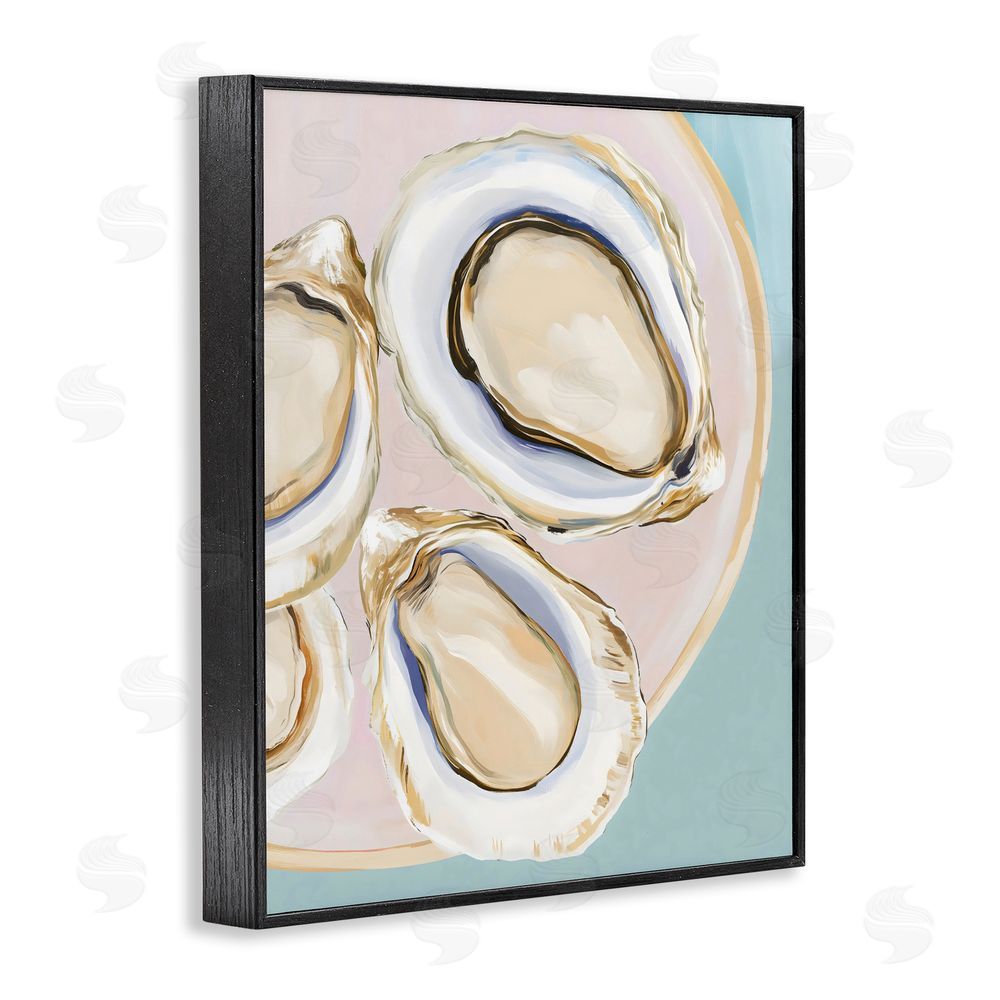 The Prints Vibe Plate of Oysters Black Framed Giclee Wall Art