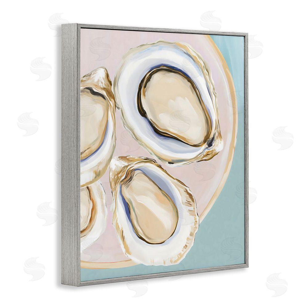 The Prints Vibe Plate of Oysters Gray Framed Giclee Wall Art