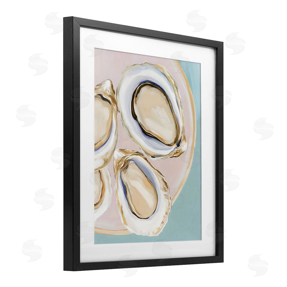 The Prints Vibe Plate of Oysters Black Framed Print Under Glass Wall Art