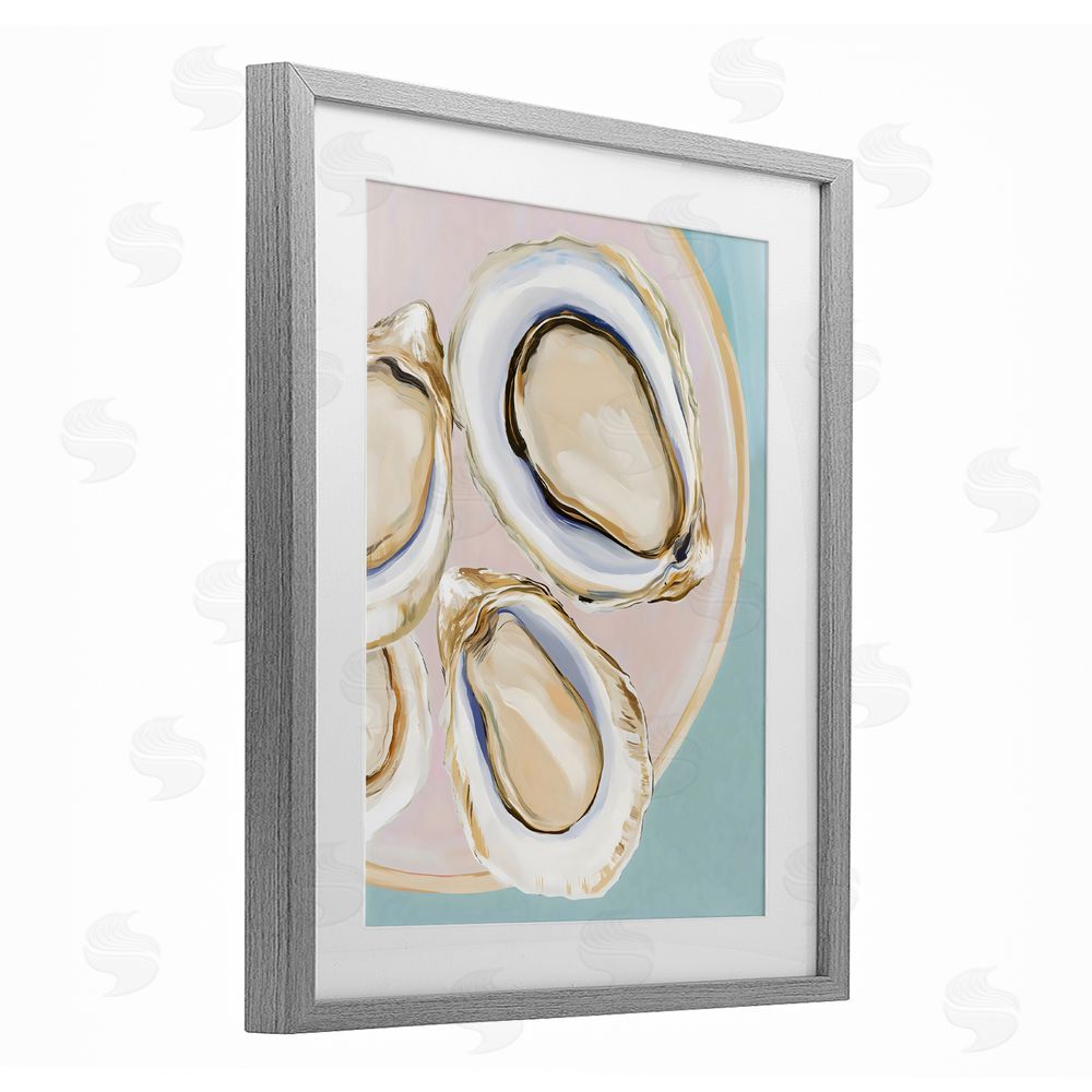 The Prints Vibe Plate of Oysters Gray Framed Print Under Glass Wall Art