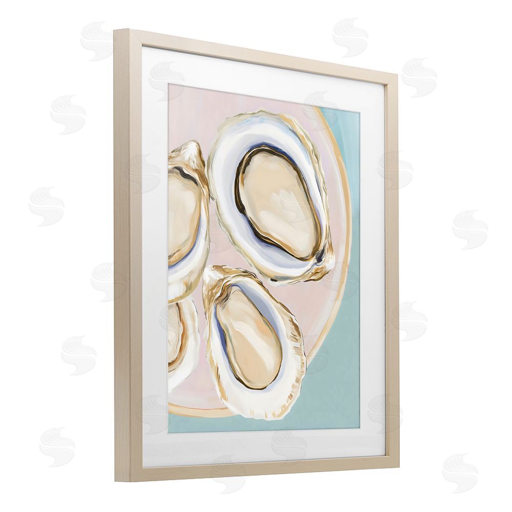 The Prints Vibe Plate of Oysters Brown Framed Print Under Glass Wall Art