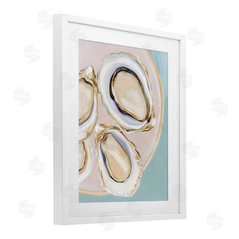 The Prints Vibe Plate of Oysters White Framed Print Under Glass Wall Art