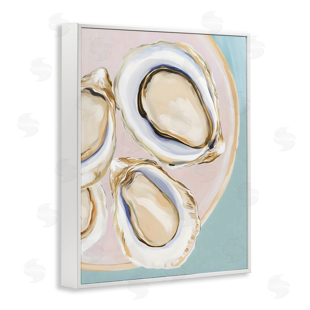 The Prints Vibe Plate of Oysters White Framed Giclee Wall Art