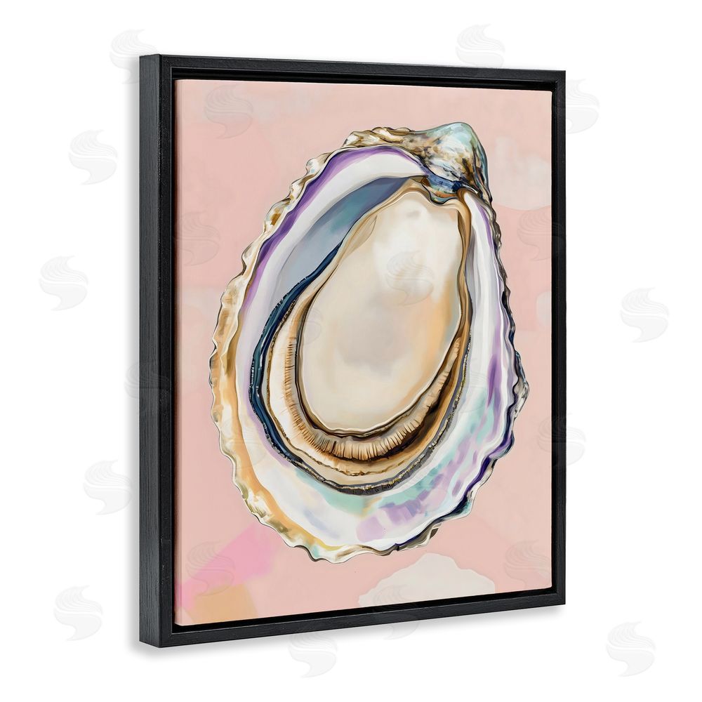 The Prints Vibe Pink Oyster Shell Elegance Black Floating Framed Canvas Wall Art