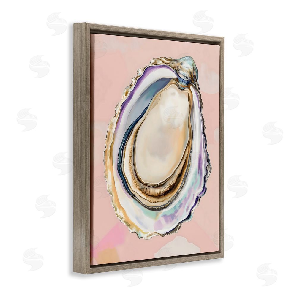 The Prints Vibe Pink Oyster Shell Elegance Brown Floating Framed Canvas Wall Art